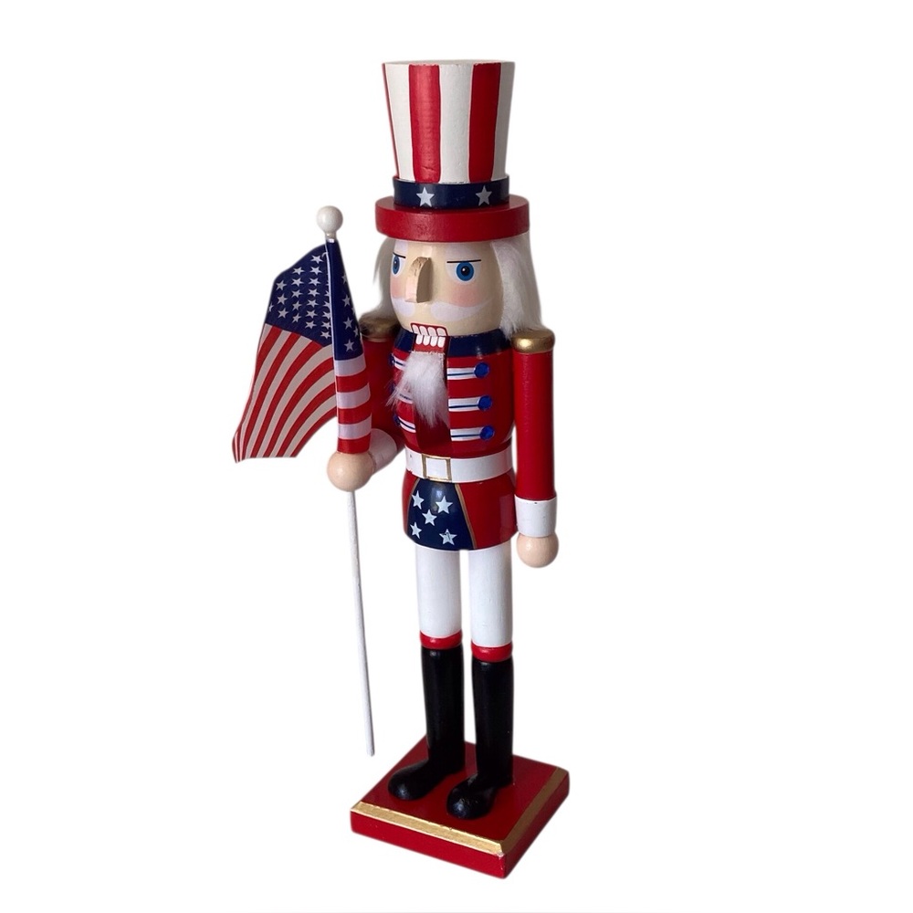 Patriotic Red White & Blue Uncle Sam 15” Nutcracker